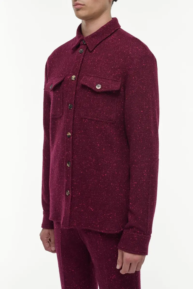 Gabriela Hearst Lucas Overshirt in Bordeaux Speckled Cashmere | Thumbnail 3