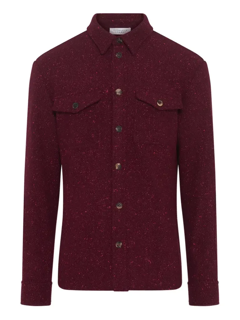 Lucas Overshirt in Bordeaux Speckled Cashmere