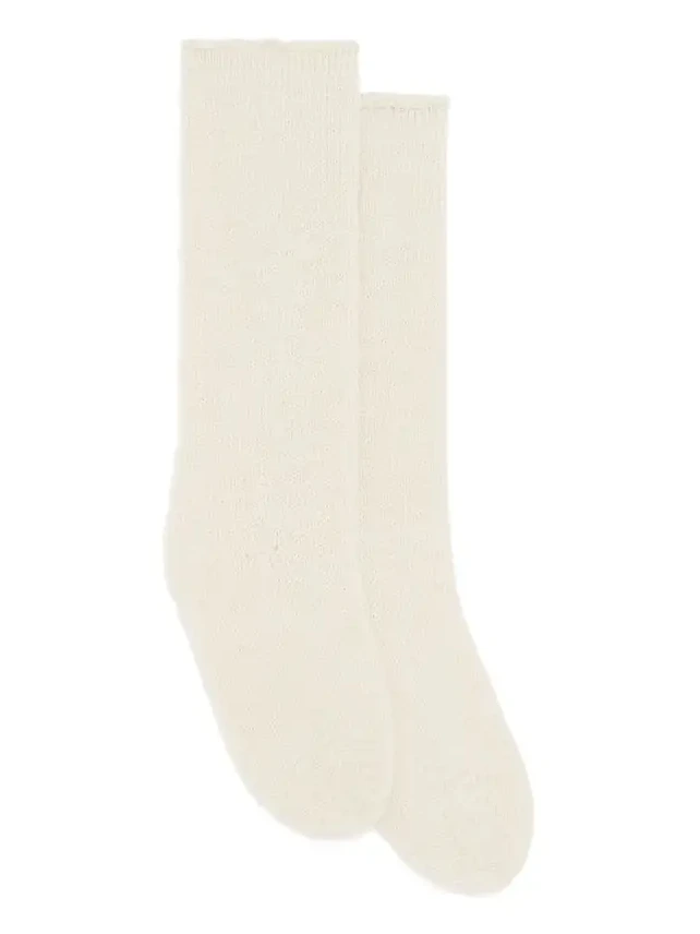 Nikola Knit Socks in Ivory Cashmere