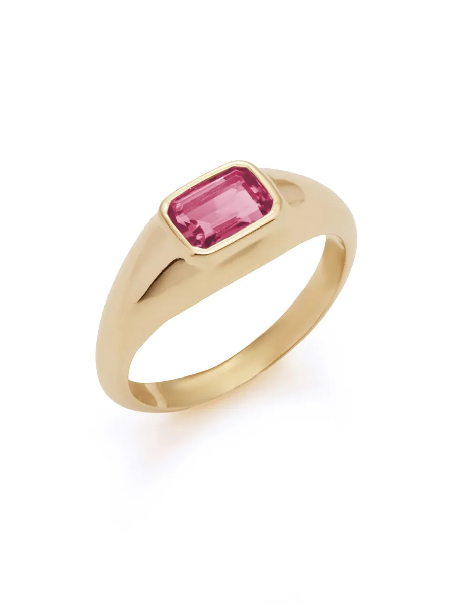 Small Ring in 18K Yellow Gold & Tourmaline Stone