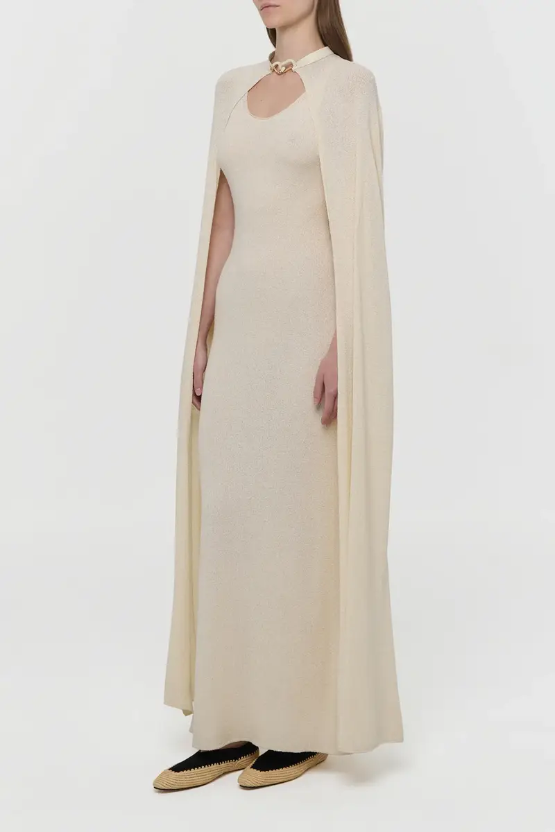 Gabriela Hearst Laleh Knit Cape in Off White Mulberry Silk | Thumbnail 6
