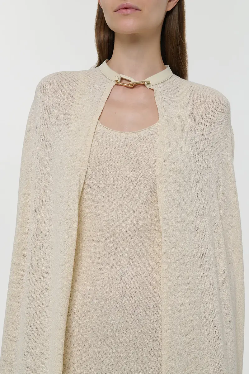 Gabriela Hearst Laleh Knit Cape in Off White Mulberry Silk | Thumbnail 9