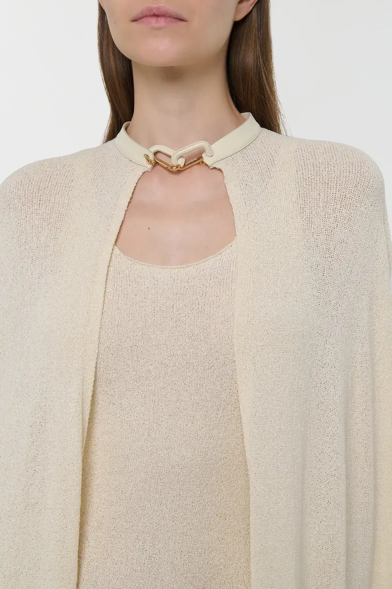 Gabriela Hearst Laleh Knit Cape in Off White Mulberry Silk | Thumbnail 10