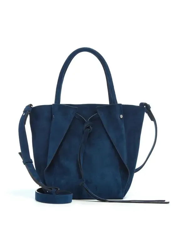 Small Marija Tote Bag in Navy Suede