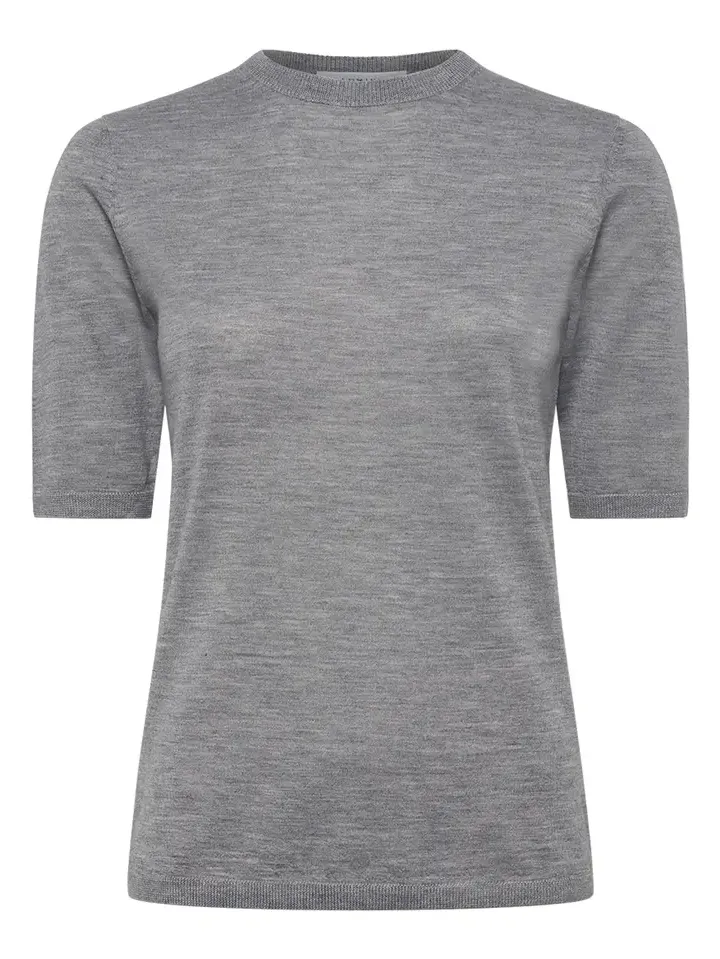 Gabriela Hearst Brunner Knit T-Shirt in Heather Grey Cashmere Silk