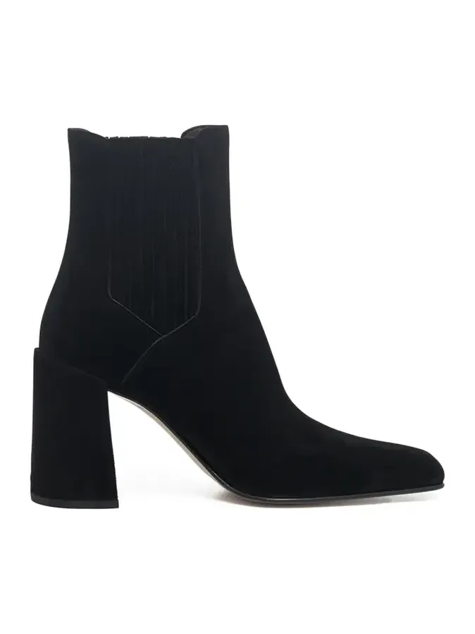 Luke High Heel Ankle Boot in Black Suede