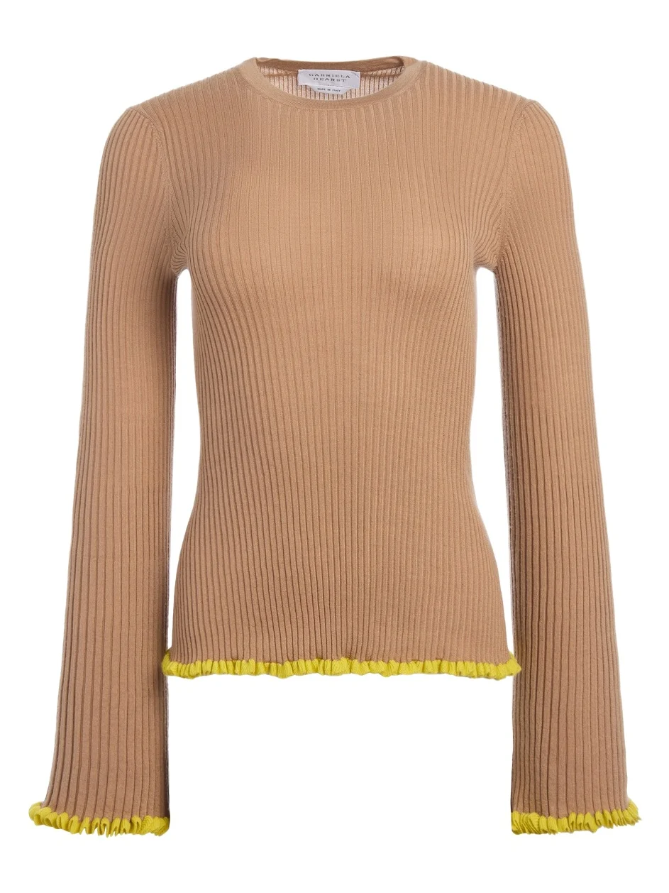 Erya Knit Crewneck Sweater in Camel Cashmere Silk Erya Knit Crewneck Sweater in Camel Cashmere Silk