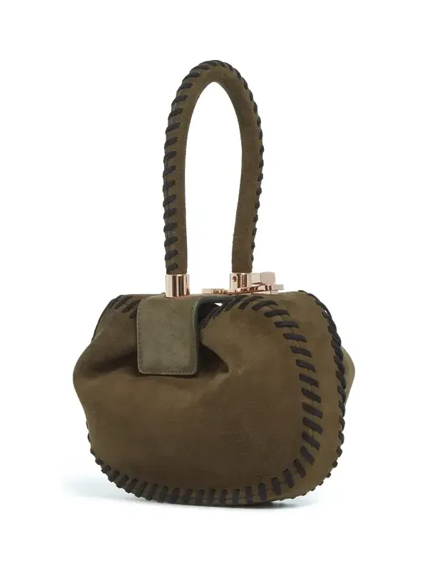 Whipstitch Demi Bag in Olive Suede Whipstitch Demi Bag in Olive Suede