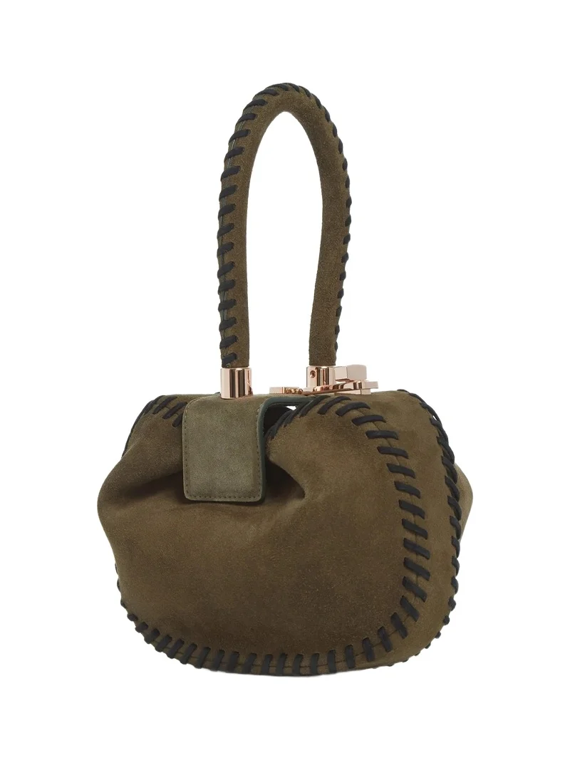 Whipstitch Demi Bag in Olive Suede Whipstitch Demi Bag in Olive Suede