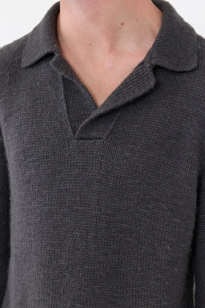 Gabriela Hearst Aled Knit Polo in Charcoal Cashmere | Thumbnail 5 Gabriela Hearst Aled Knit Polo in Charcoal Cashmere | Thumbnail 5