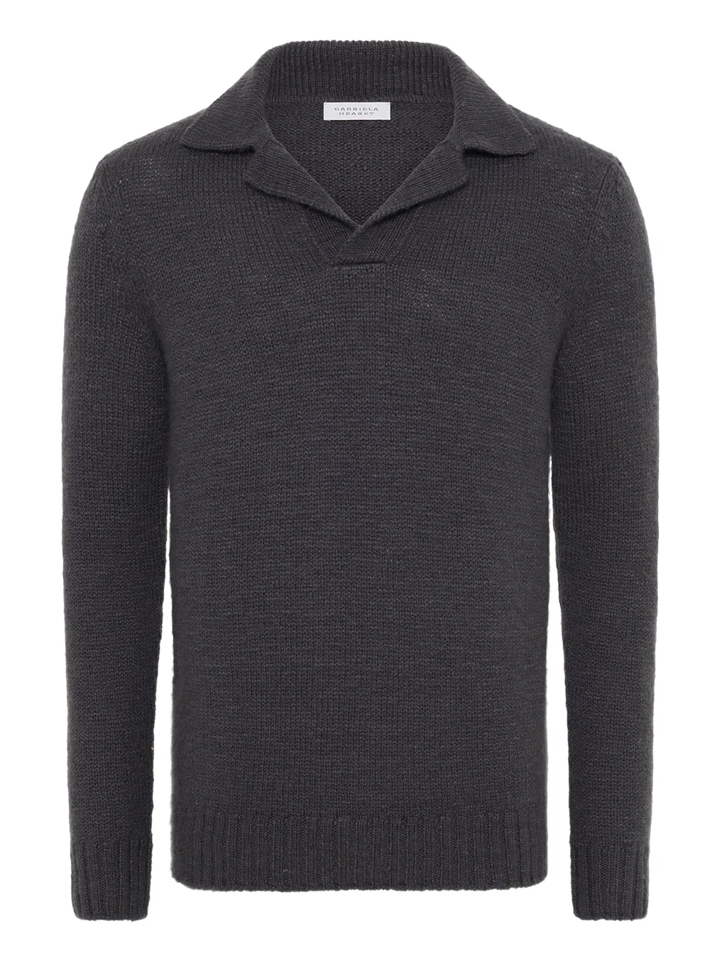 Aled Knit Polo in Charcoal Cashmere