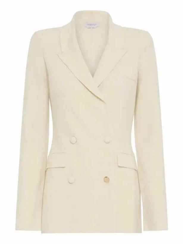 Gabriela Hearst Ceto Knit Blazer in Off White Merino Wool Cashmere