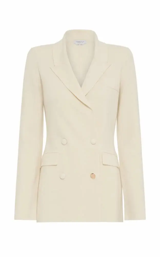 Gabriela Hearst Ceto Knit Blazer in Off White Merino Wool Cashmere