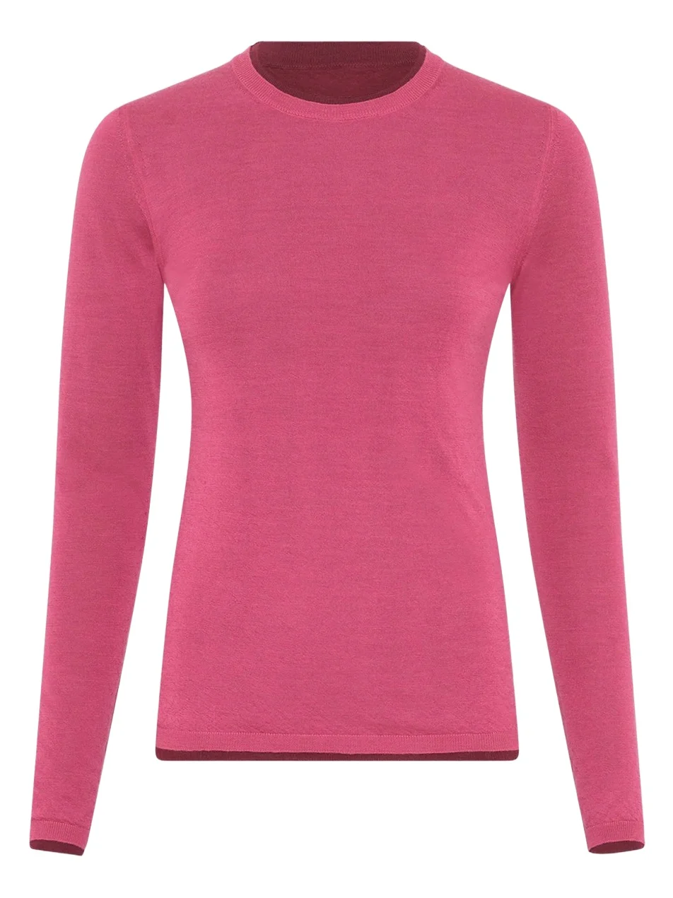 Gabriela Hearst Leif Reversible Knit Sweater in Bordeaux & Fuchsia Cashmere Silk