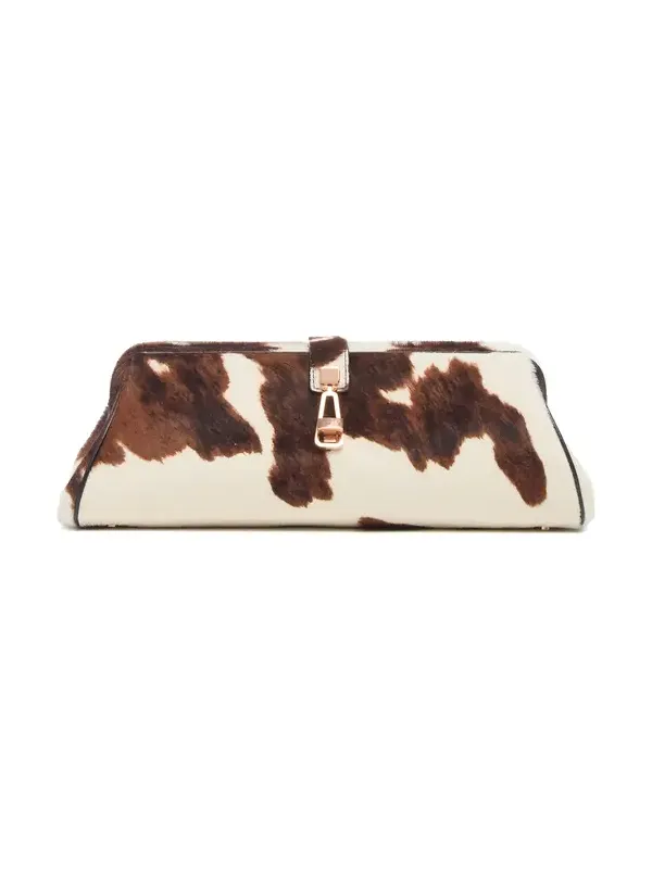 Gabriela Hearst Paola Clutch in Ivory Cognac Multi Pony Hair