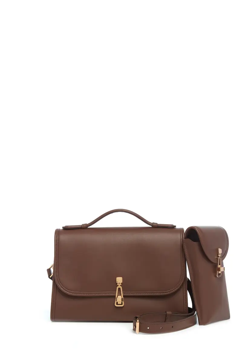 Gabriela Hearst Medium Leonora Flap Bag in Chocolate Leather | Thumbnail 2