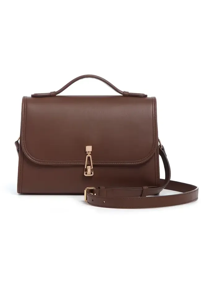 Medium Leonora Flap Bag in Chocolate Leather Medium Leonora Flap Bag in Chocolate Leather