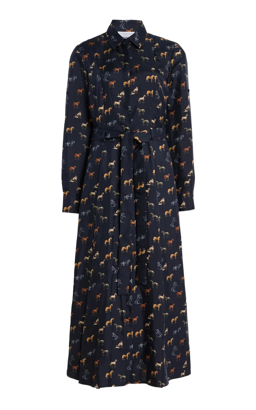Galway Maxi Shirtdress in Dark Navy Multi Printed Silk Twill Galway Maxi Shirtdress in Dark Navy Multi Printed Silk Twill