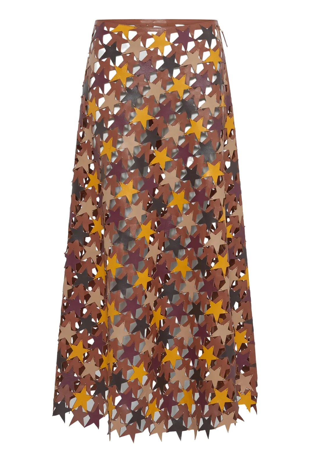 Gabriela Hearst Lirael Patchwork Stars Midi Skirt in Multi Nappa Leather