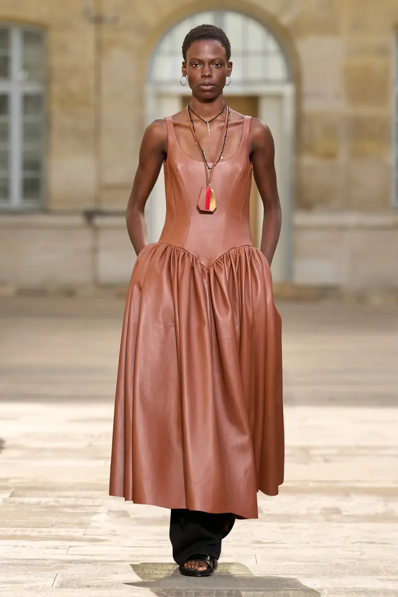 Gabriela Hearst Isai Maxi Dress In Cognac Nappa Leather | Thumbnail 2