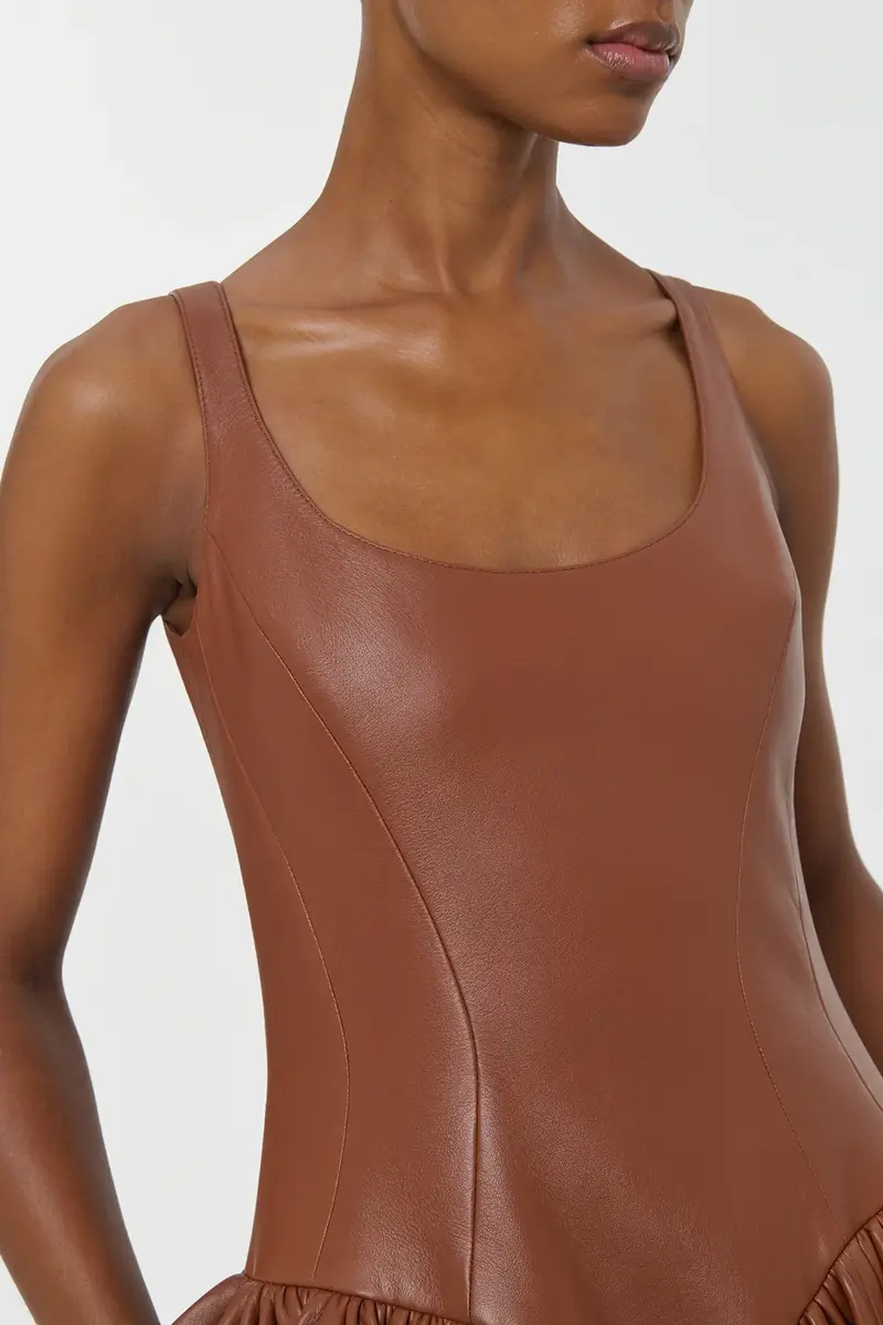 Gabriela Hearst Isai Maxi Dress In Cognac Nappa Leather | Thumbnail 7