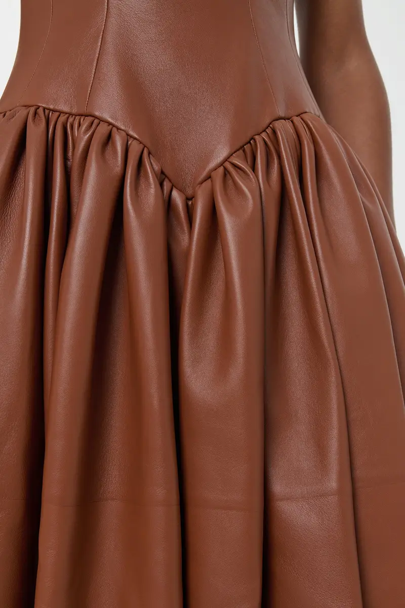 Gabriela Hearst Isai Maxi Dress In Cognac Nappa Leather | Thumbnail 9