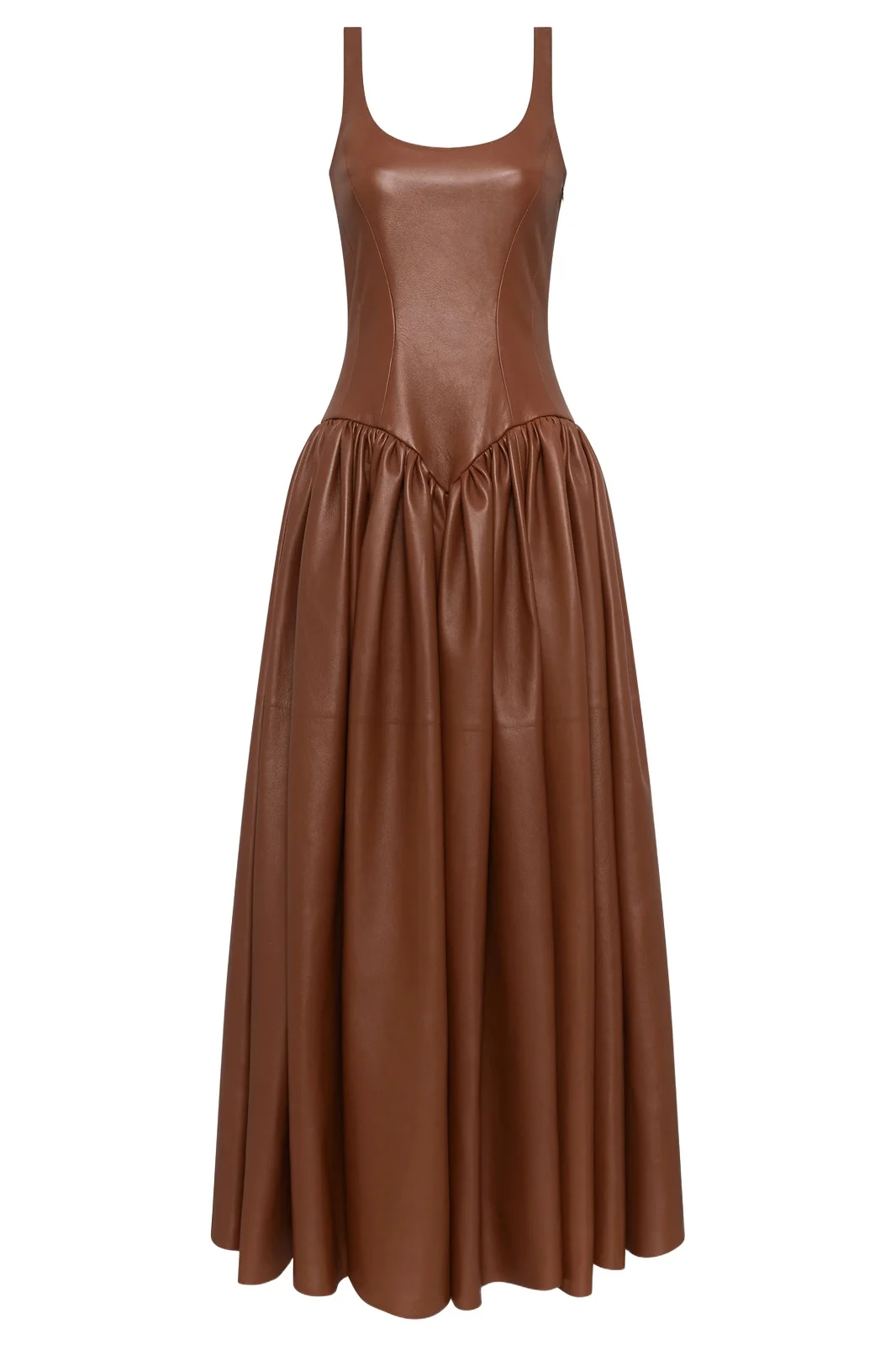 Gabriela Hearst Isai Maxi Dress In Cognac Nappa Leather