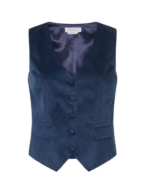 Coleridge Vest in Electric Navy Sea Island Cotton Corduroy Coleridge Vest in Electric Navy Sea Island Cotton Corduroy