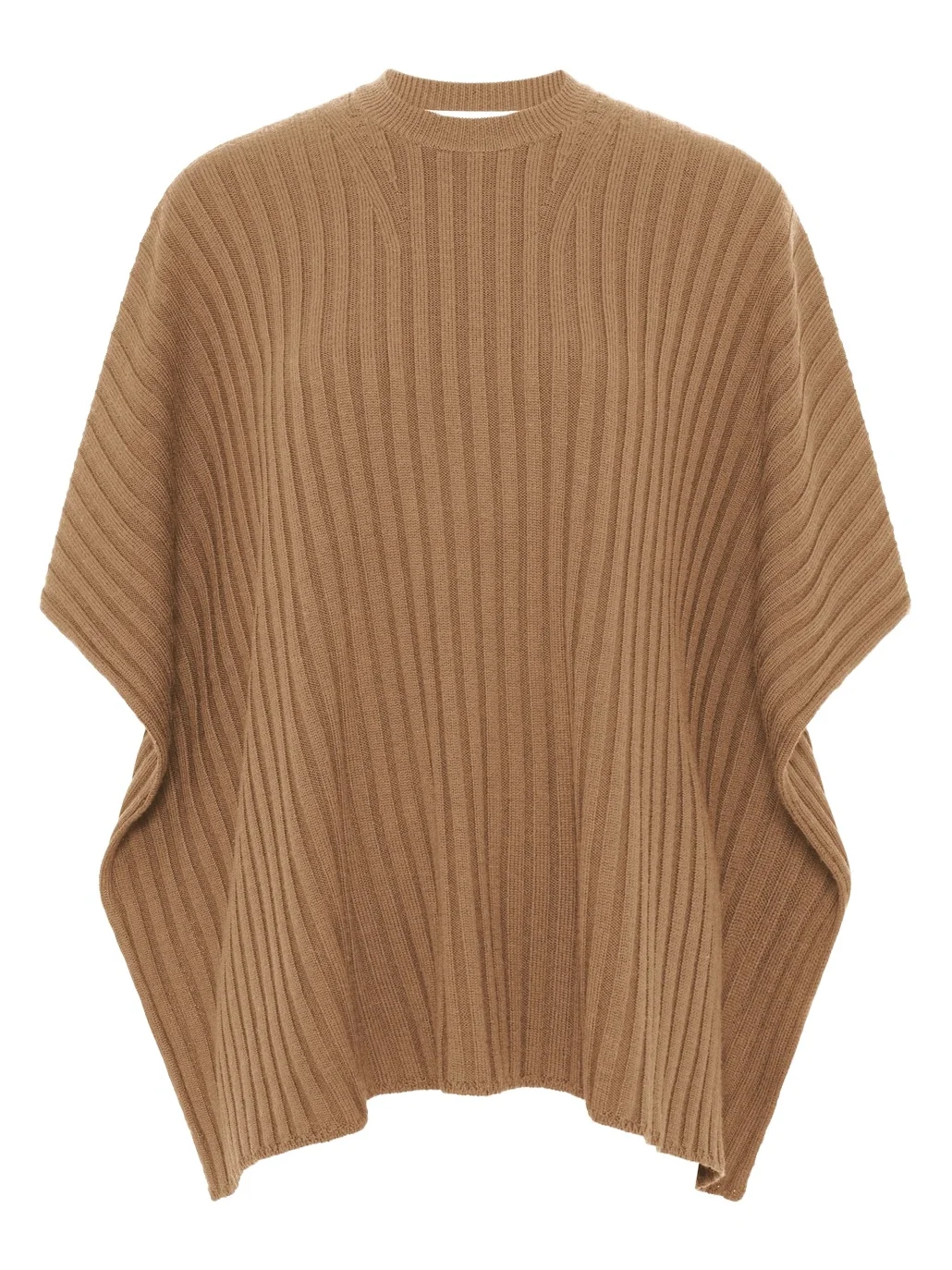 Baron Knit Cropped Poncho in Camel Merino Wool Cashmere