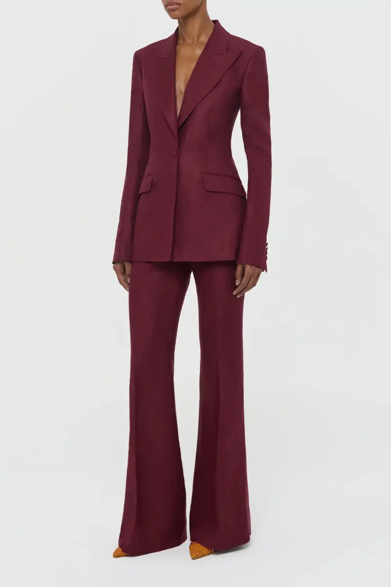 Gabriela Hearst Leiva Blazer in Bordeaux Linen Twill | Thumbnail 3 Gabriela Hearst Leiva Blazer in Bordeaux Linen Twill | Thumbnail 3
