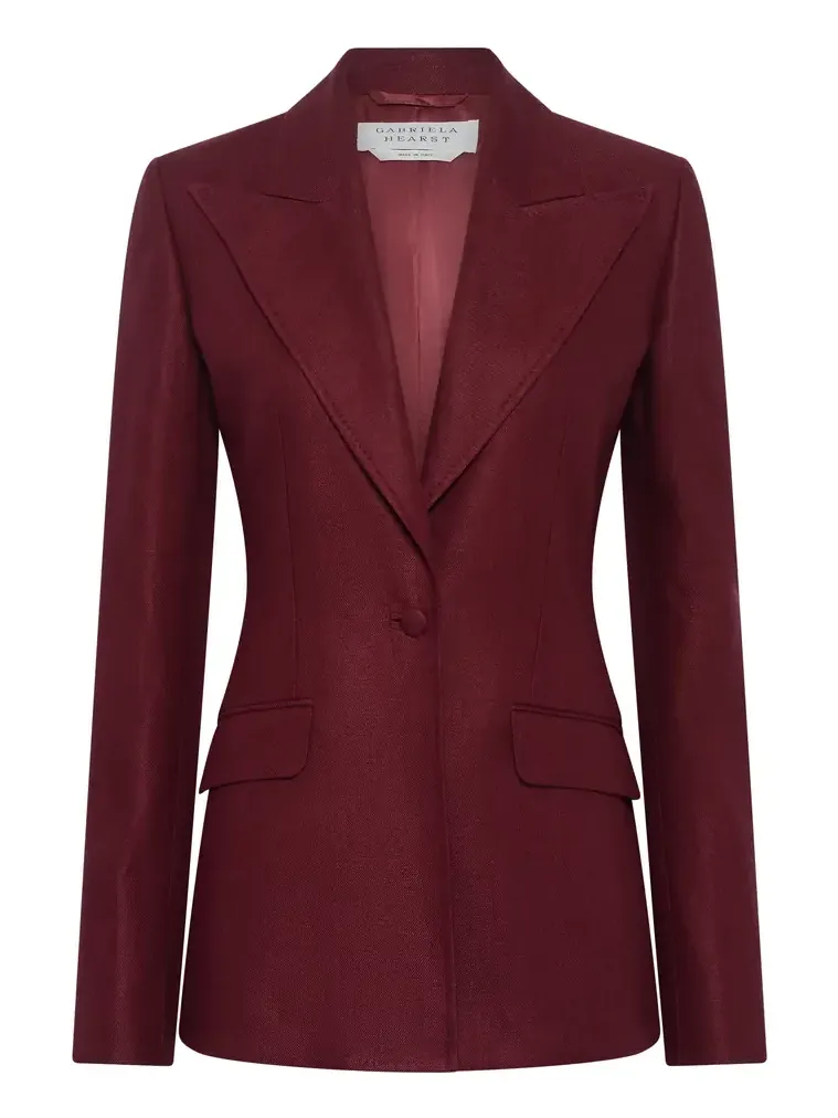 Gabriela Hearst Leiva Blazer in Bordeaux Linen Twill