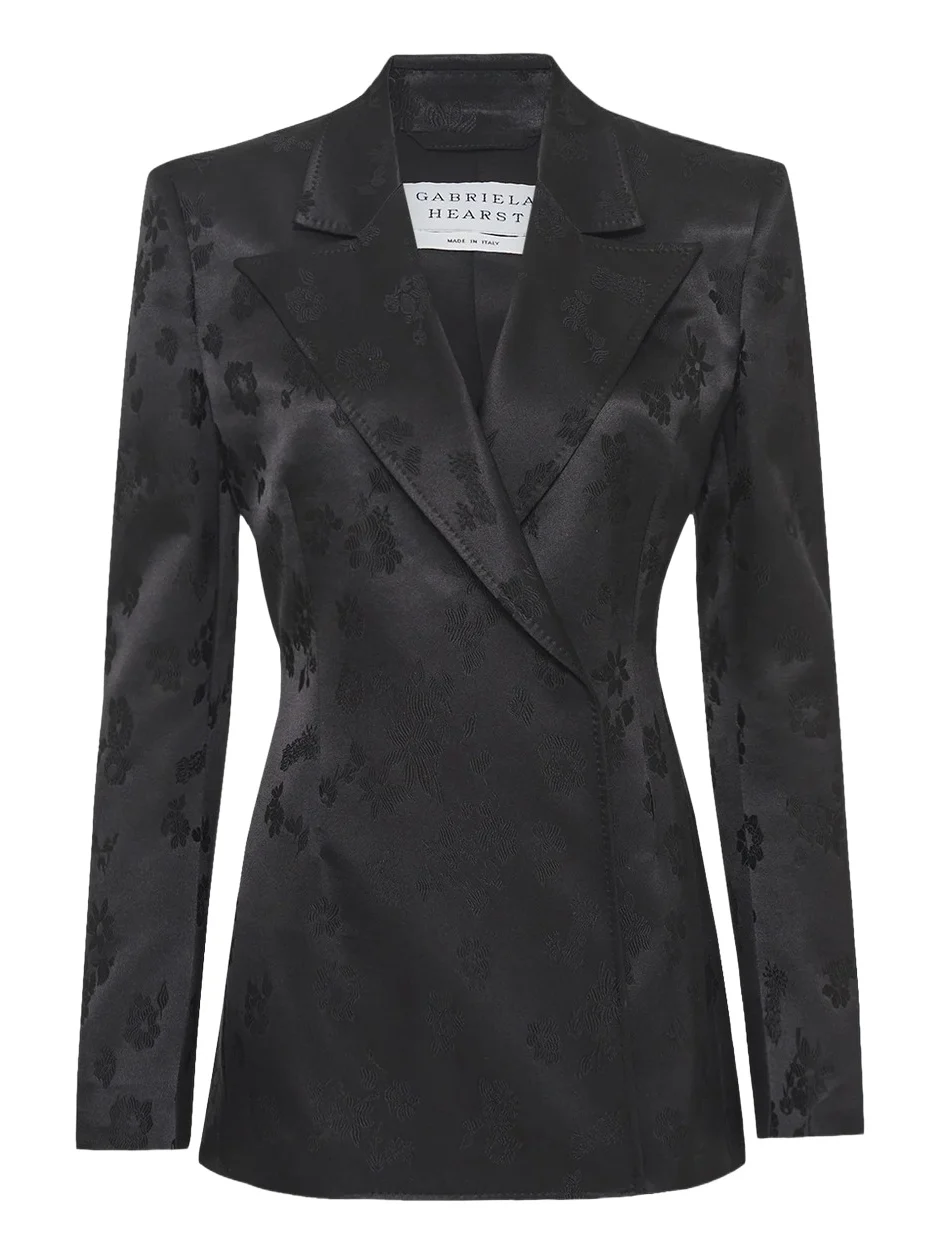 Gabriela Hearst Aleah Blazer in Black Embroidered Silk