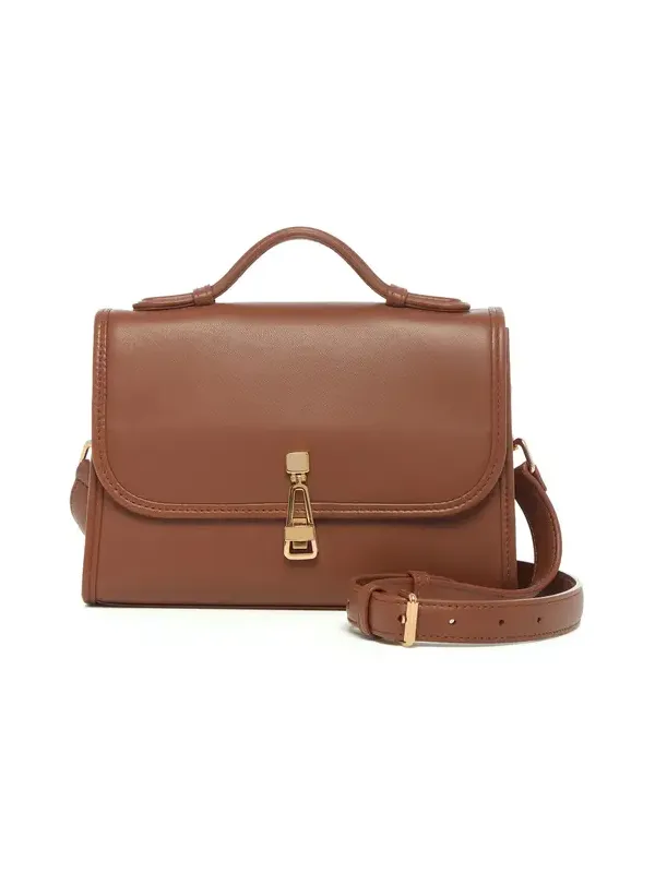 Small Leonora Flap Bag in Cognac Nappa Leather Small Leonora Flap Bag in Cognac Nappa Leather