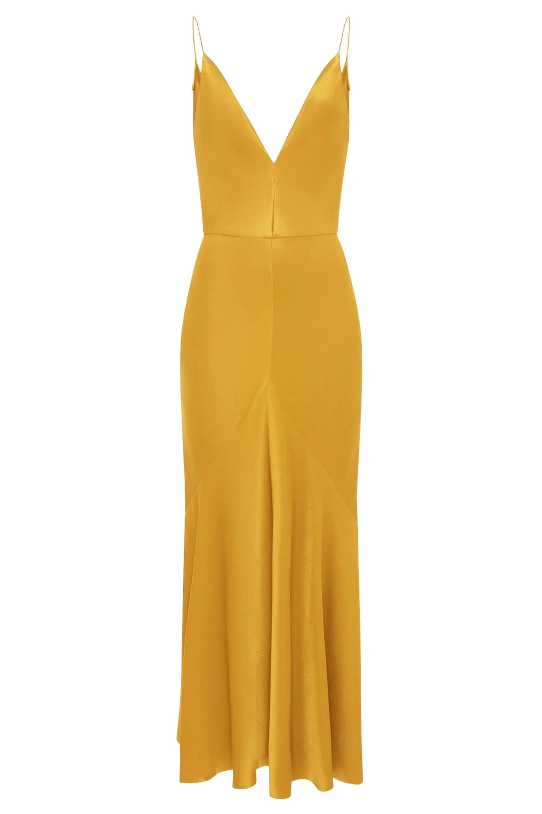 Gabriela Hearst Brigita Slip Maxi Dress in Golden Birch Silk Satin