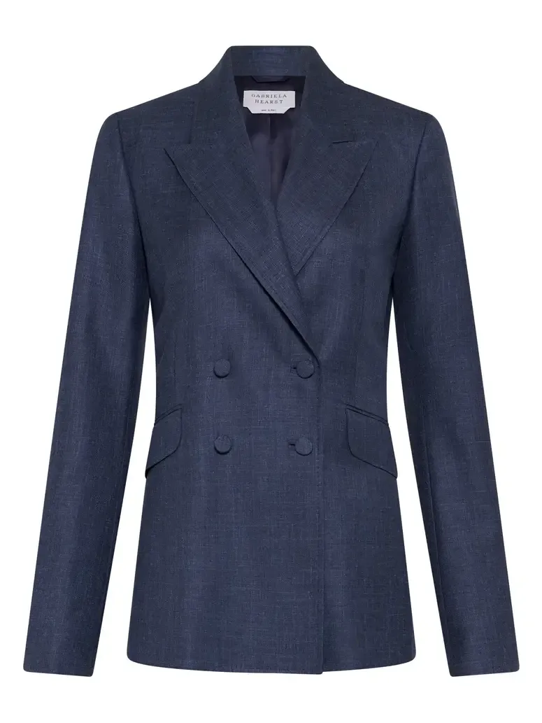 Angela Blazer in Denim Virgin Wool Silk with Linen Angela Blazer in Denim Virgin Wool Silk with Linen