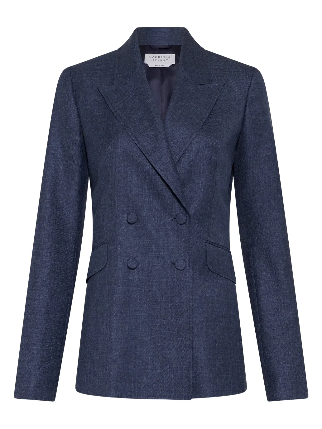 Angela Blazer in Denim Virgin Wool Silk with Linen