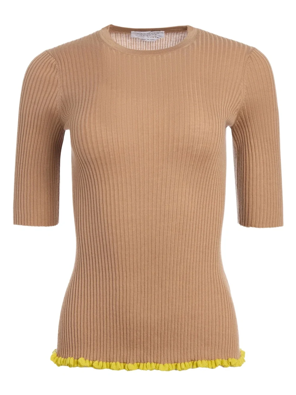 Gabriela Hearst Mireya Knit Top in Camel Silk Casmere