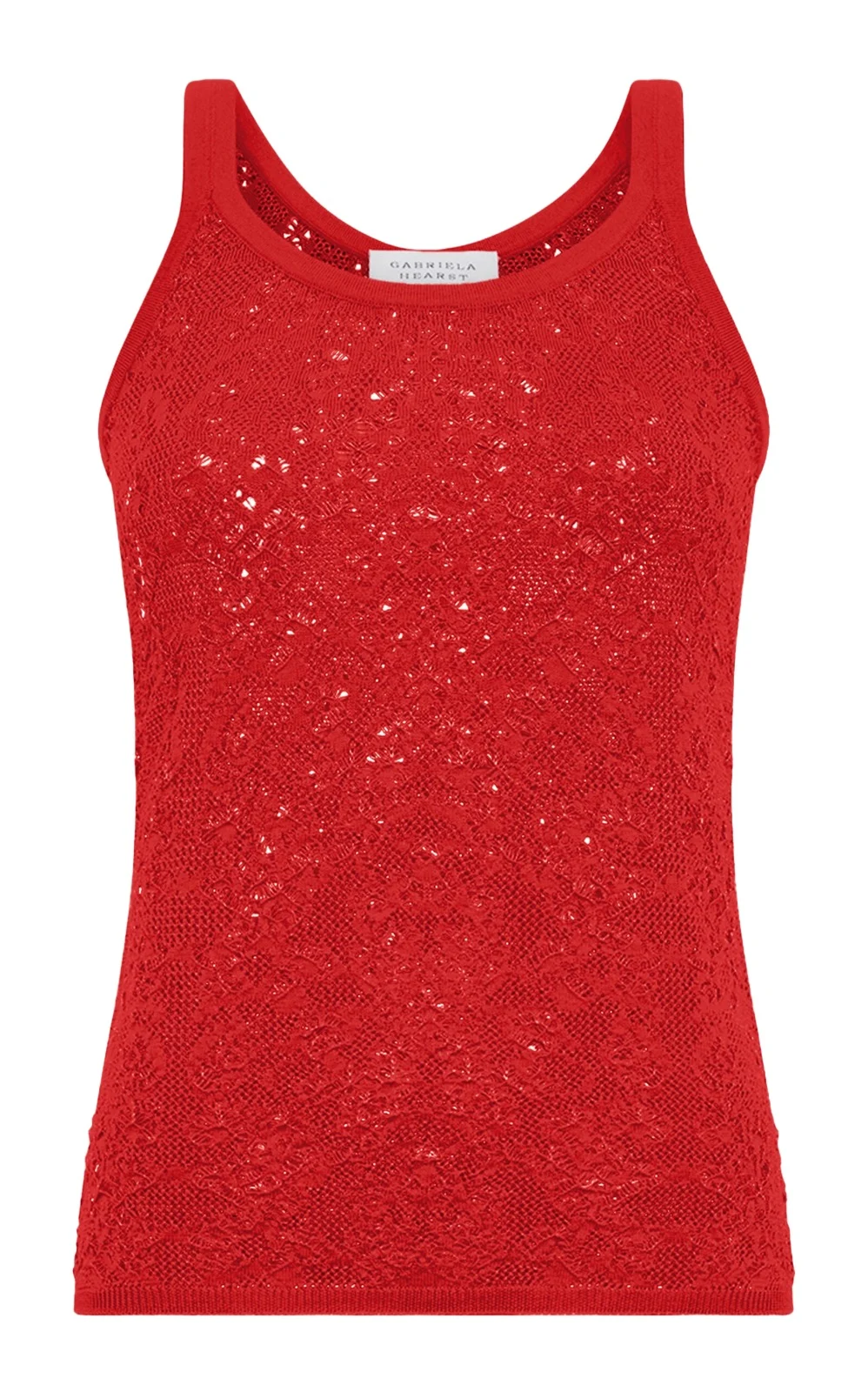 Gabriela Hearst Cyrinne Lace Knit Tank Top in Black Merino Wool