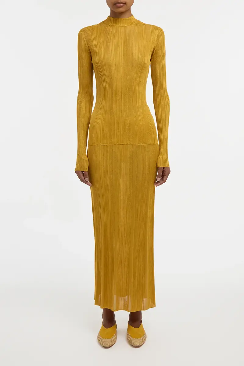 Gabriela Hearst Aveda Knit Mockneck Sweater in Golden Birch Silk | Thumbnail 2 Gabriela Hearst Aveda Knit Mockneck Sweater in Golden Birch Silk | Thumbnail 2