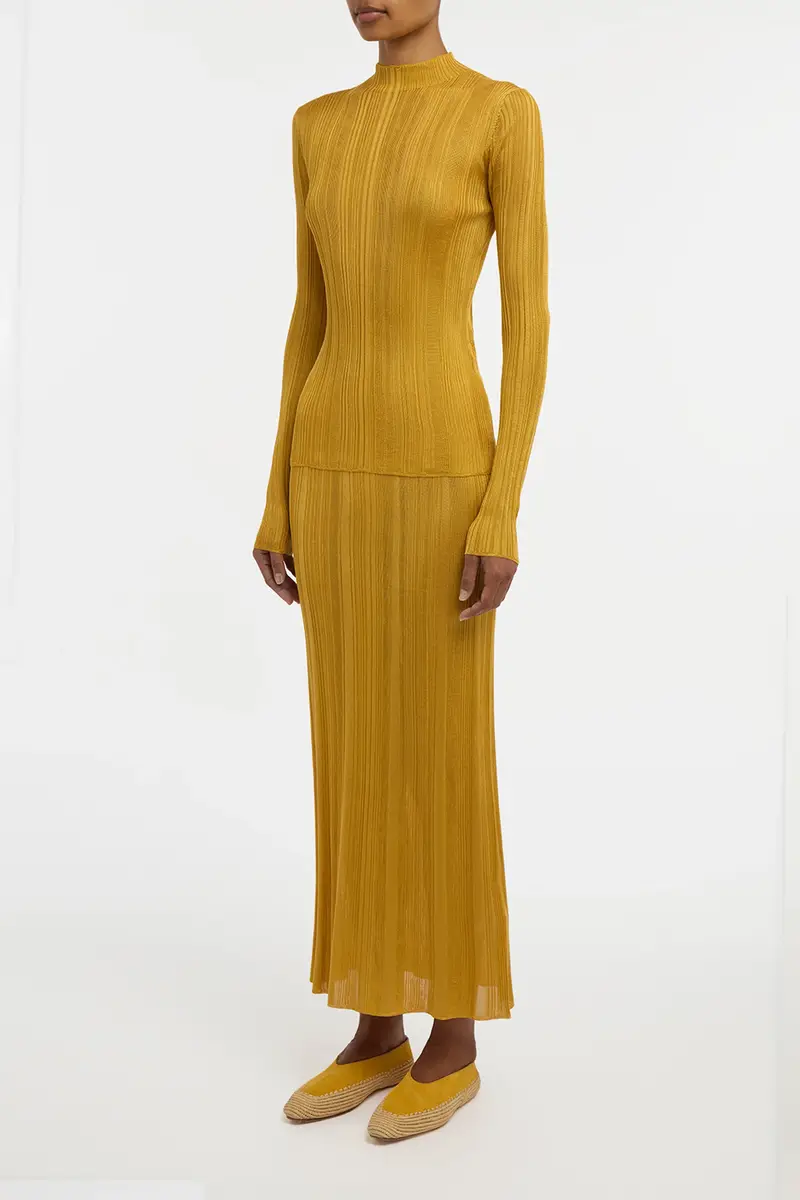 Gabriela Hearst Aveda Knit Mockneck Sweater in Golden Birch Silk | Thumbnail 3 Gabriela Hearst Aveda Knit Mockneck Sweater in Golden Birch Silk | Thumbnail 3