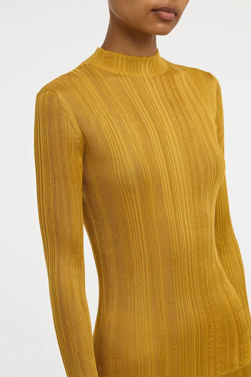 Gabriela Hearst Aveda Knit Mockneck Sweater in Golden Birch Silk | Thumbnail 5 Gabriela Hearst Aveda Knit Mockneck Sweater in Golden Birch Silk | Thumbnail 5