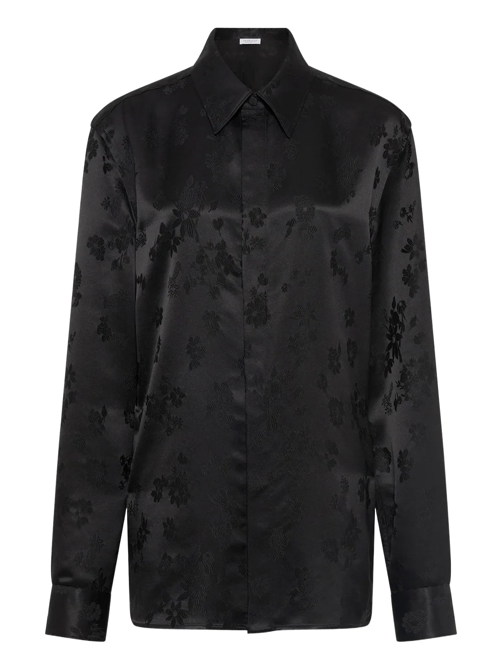 Cruz Shirt in Black Embroidered Silk Cruz Shirt in Black Embroidered Silk