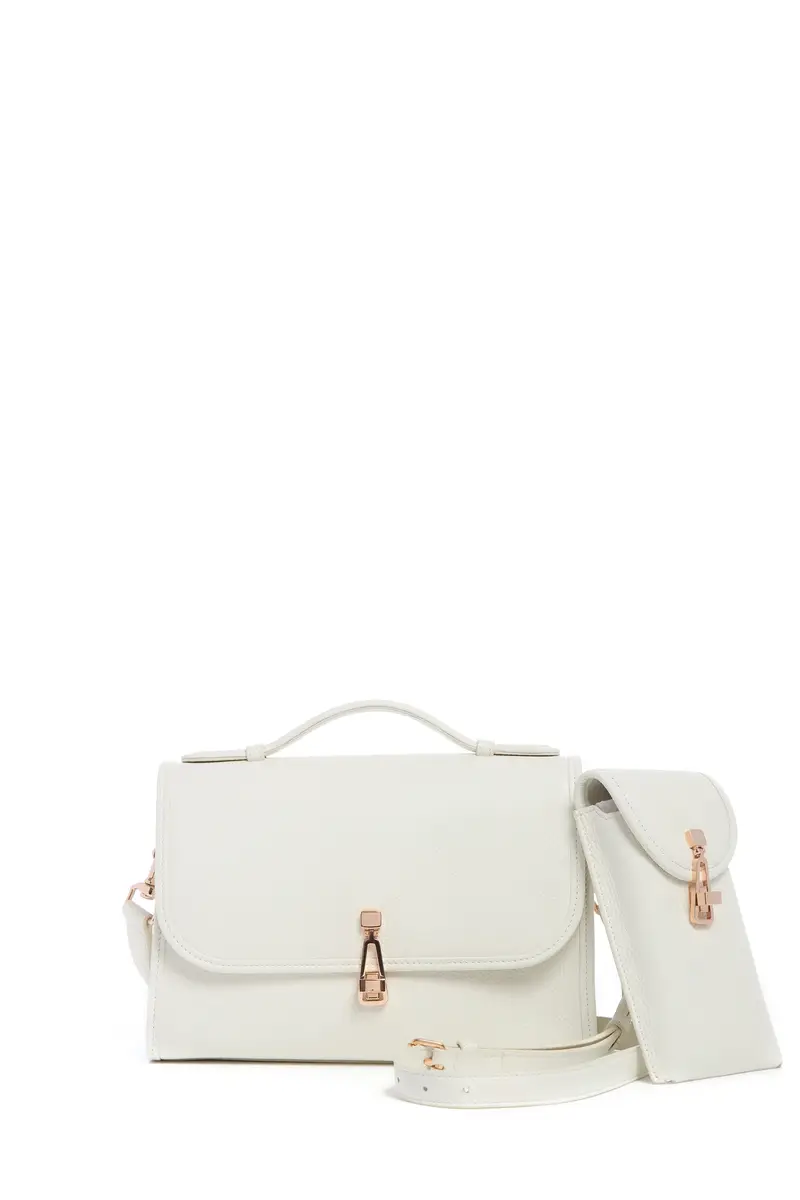Gabriela Hearst Medium Leonora Flap Bag in Ivory Textured Leather | Thumbnail 3 Gabriela Hearst Medium Leonora Flap Bag in Ivory Textured Leather | Thumbnail 3