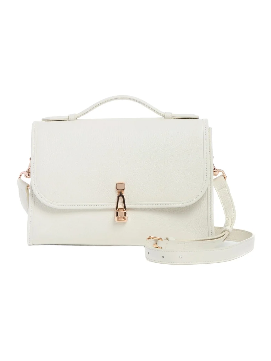 Gabriela Hearst Medium Leonora Flap Bag in Ivory Textured Leather