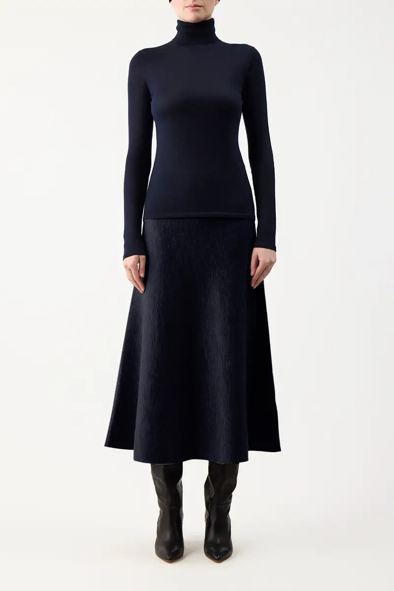 Gabriela Hearst Costa Knit Turtleneck in Dark Navy Cashmere Silk | Thumbnail 2 Gabriela Hearst Costa Knit Turtleneck in Dark Navy Cashmere Silk | Thumbnail 2