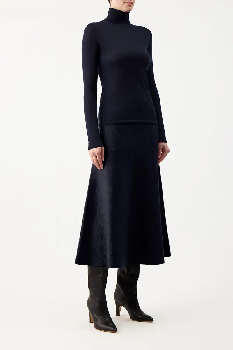 Gabriela Hearst Costa Knit Turtleneck in Dark Navy Cashmere Silk | Thumbnail 3 Gabriela Hearst Costa Knit Turtleneck in Dark Navy Cashmere Silk | Thumbnail 3
