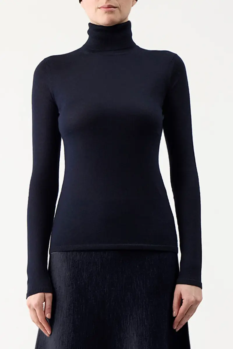 Gabriela Hearst Costa Knit Turtleneck in Dark Navy Cashmere Silk | Thumbnail 5 Gabriela Hearst Costa Knit Turtleneck in Dark Navy Cashmere Silk | Thumbnail 5