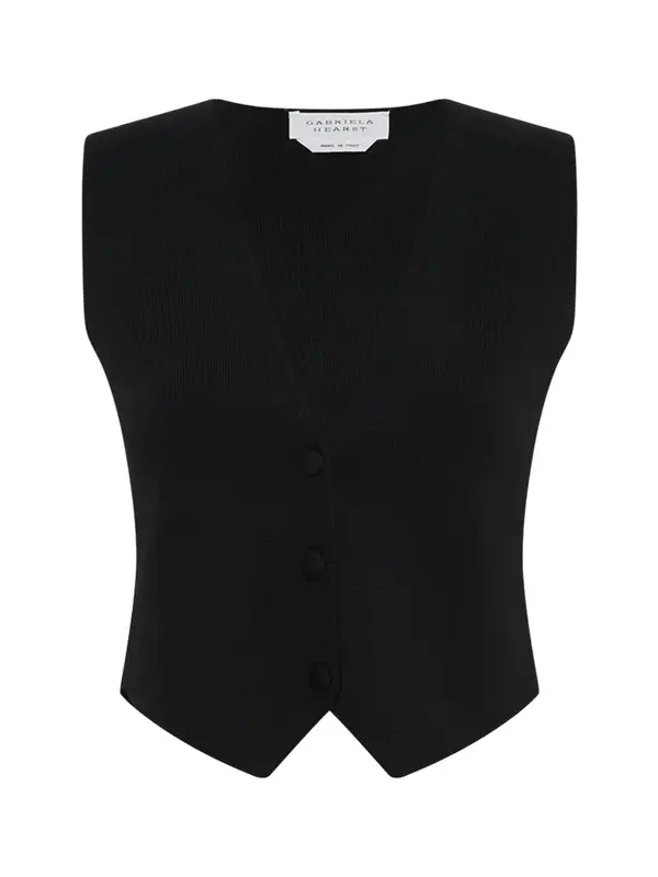 Enso Knit Vest in Black Merino Wool Cashmere Enso Knit Vest in Black Merino Wool Cashmere