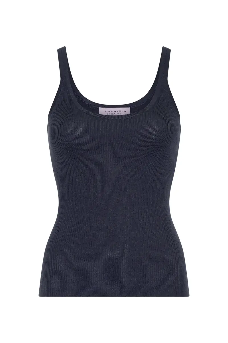 Gabriela Hearst Cinxia Knit Tank Top in Denim Cashmere Silk | Image 1 Gabriela Hearst Cinxia Knit Tank Top in Denim Cashmere Silk | Image 1