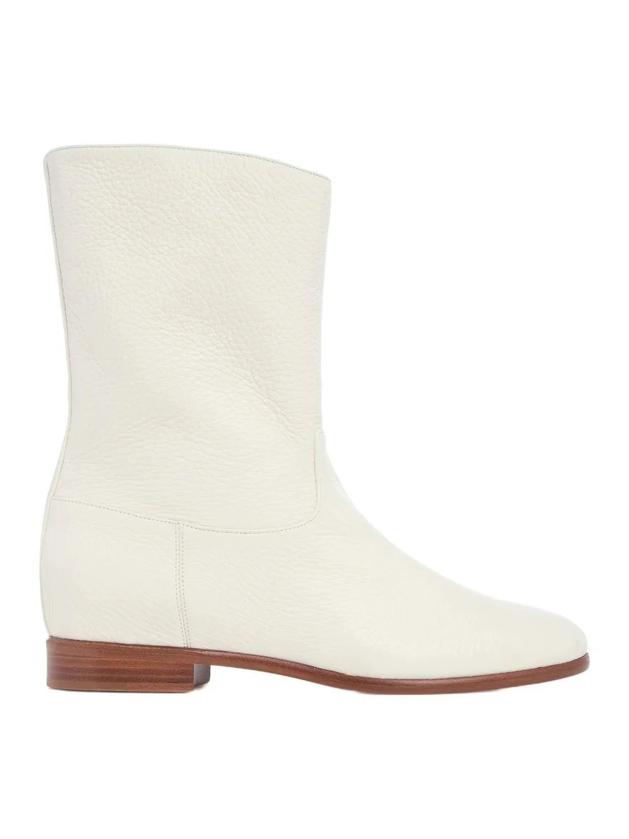 Gabriela Hearst Tina Ankle Boot in Ivory Textured Leather
